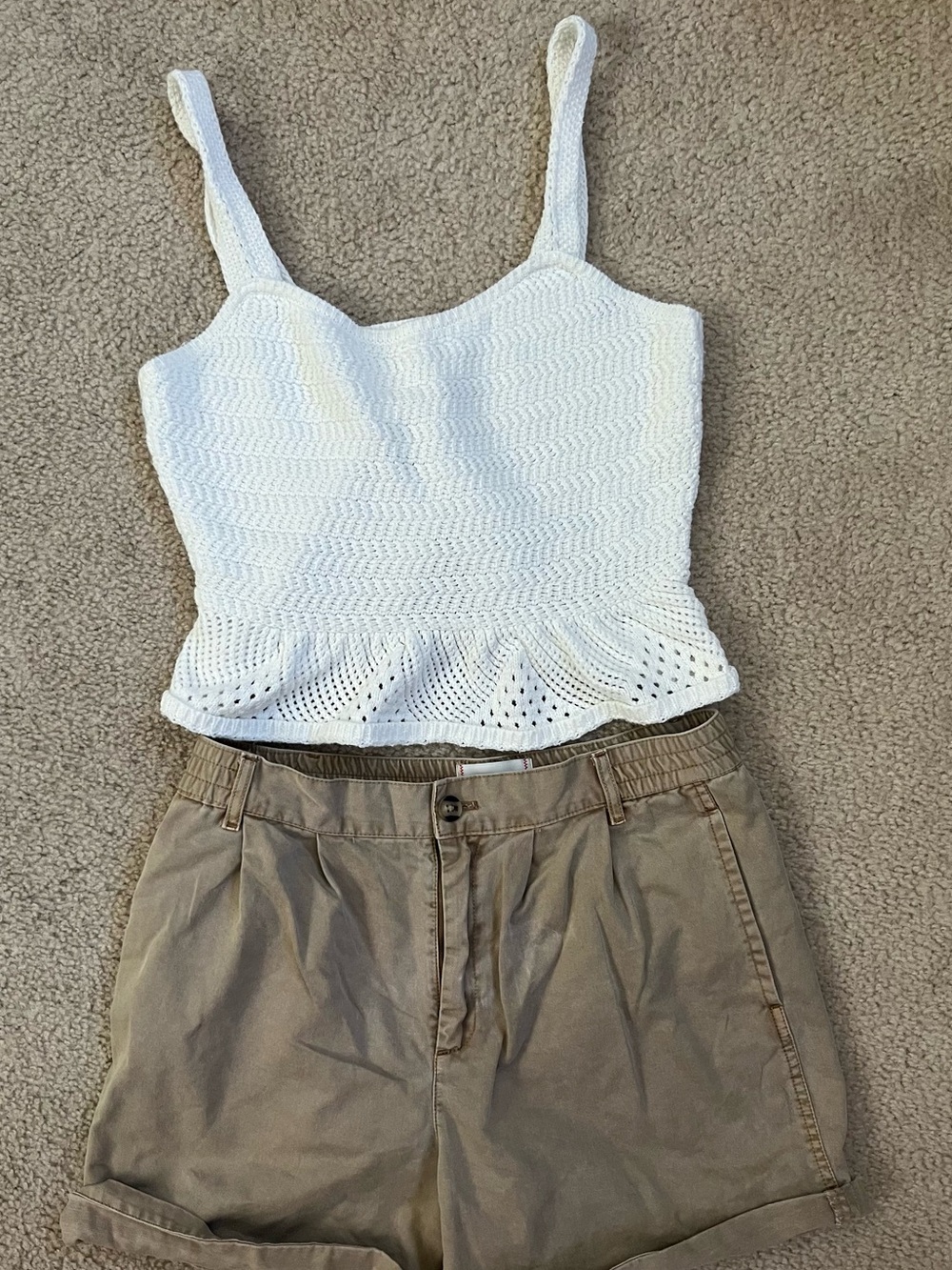 House of Harlow 1960 White Crochet Peplum Camisole